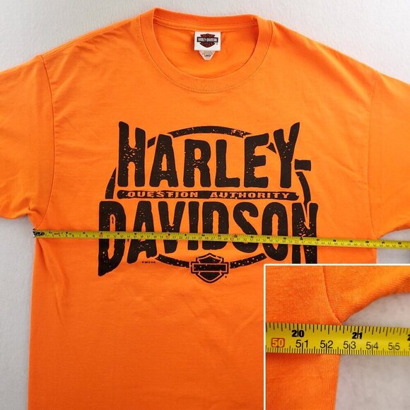 Harley Davidson T-Shirt Question Authority Richmond Virginia Bright Orange XL - Picture 7 of 11